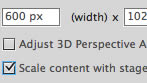 Content scaling when resizing stage