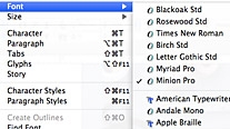 Recently used fonts in InDesign