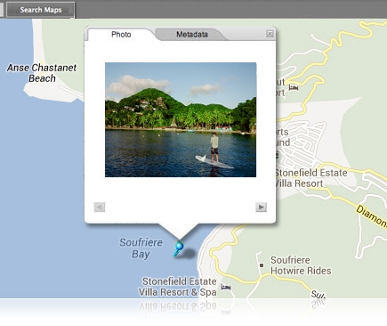 Photo of a paddleboarder with the GPS icon showing GPS functionality