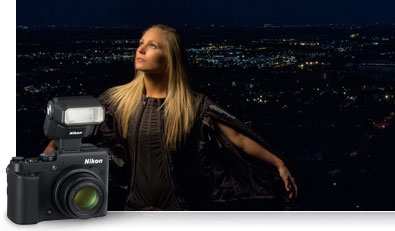 Low light photo of a woman taken at night, using flash