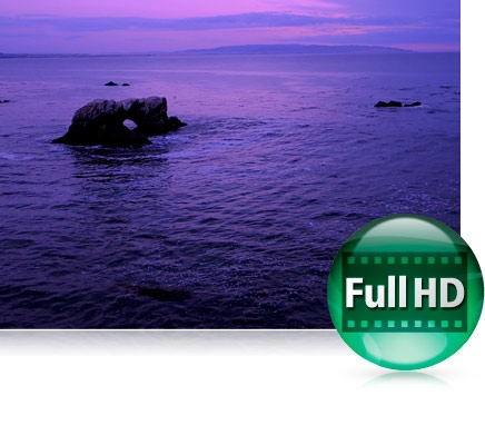 Low light photo of a seascape with the Full HD video icon