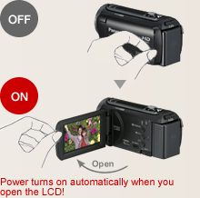 Power turns on automatically when you open the LCD!